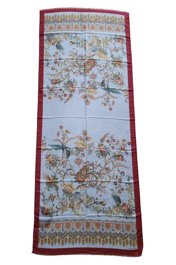 Etro Paisley & Floral Print Silk Blend 70 x 170 Sheer Scarf - Multicolor