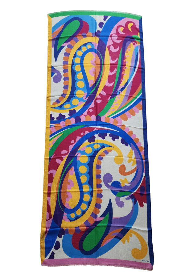 Etro Paisley & Floral Print Silk Blend 70 x 170 Sheer Scarf - Multicolor