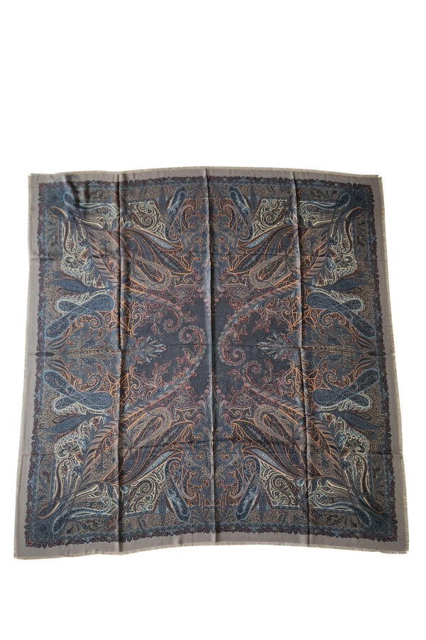Etro Paisley & Floral Wool Blend 140 x 140 Sheer Scarf - Multicolor