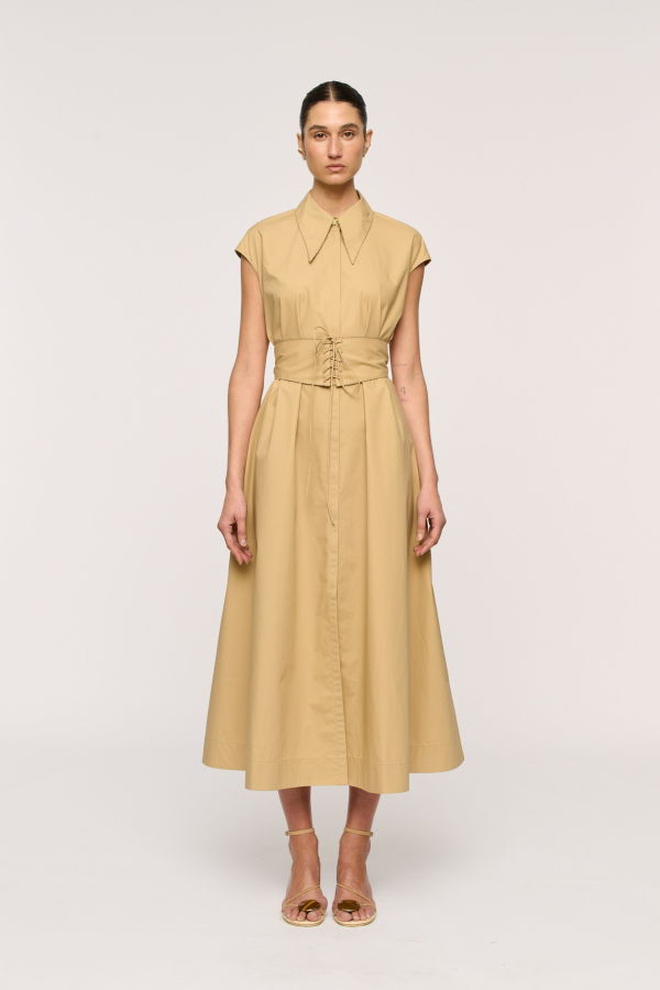 Clea Callista Belted Dress - Toffee