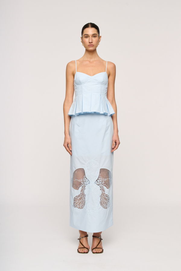 Clea Iris Pleat Top - Blue Tint