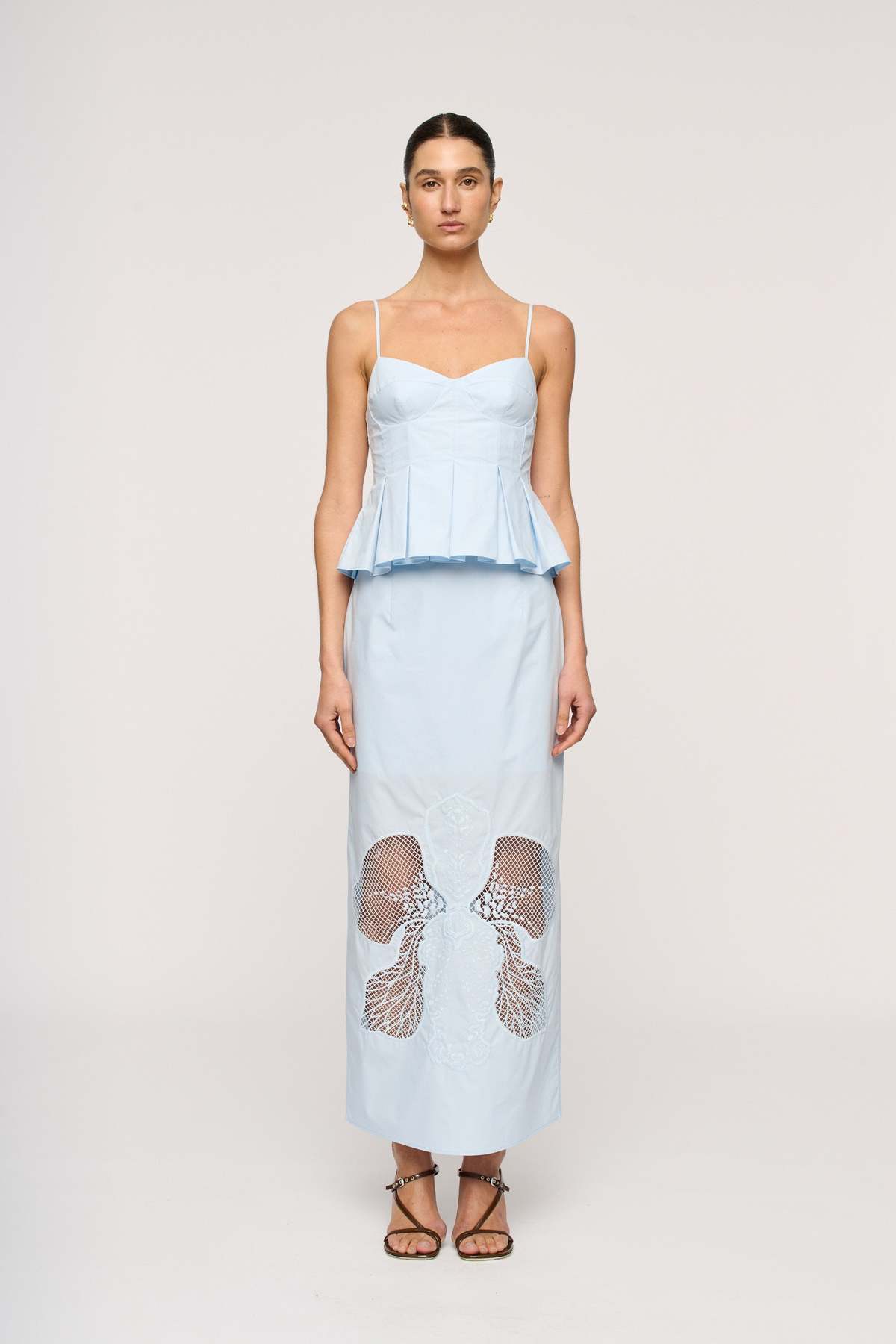 Clea Iris Pleat Top - Blue Tint - Image 1 of 4