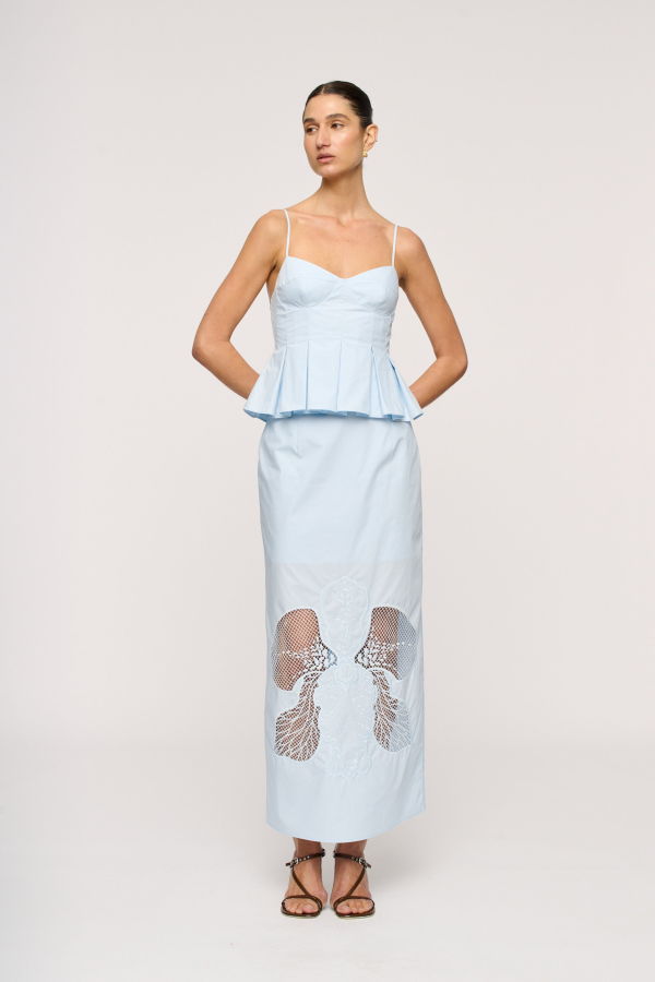 Clea Iris Pleat Top - Blue Tint