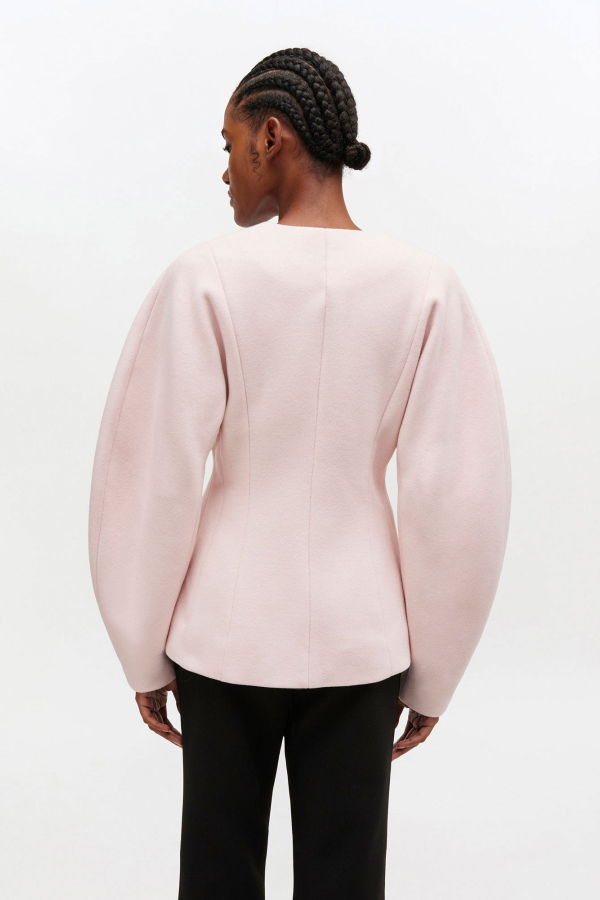 Ganni Peacoat Wool Fitted Blazer - Ballerina