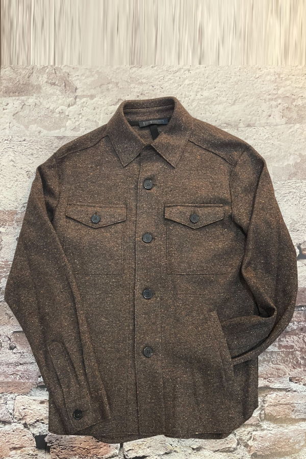 Harris Wharf London Donegal Shirt Jacket - Dark Brown