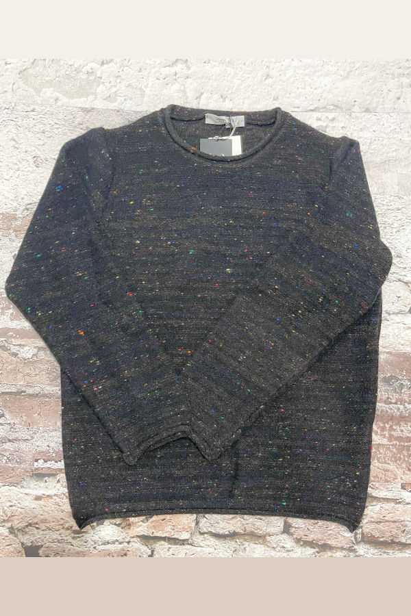 Inis Meáin Flecked Roll Neck Sweater - Navy/Brown
