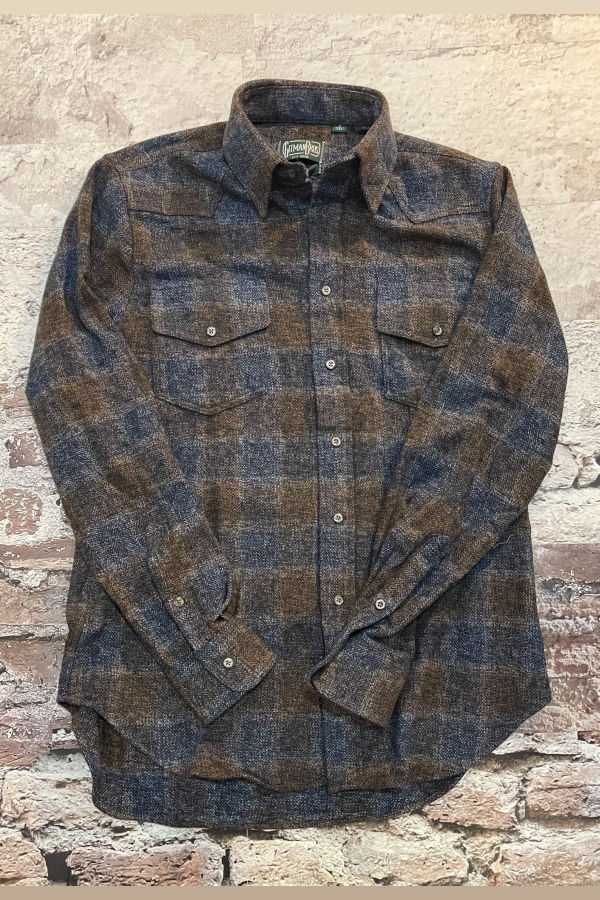 Gitman Bros. Heavy Brown Check Tweed Button Western Shirt