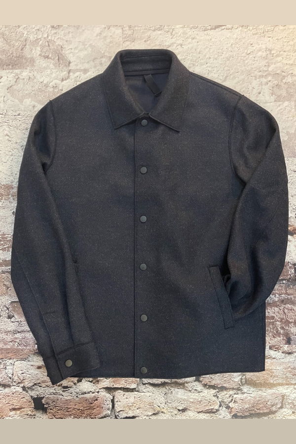 Harris Wharf London Herringbone Jacquard Coach Jacket - Blue Grey