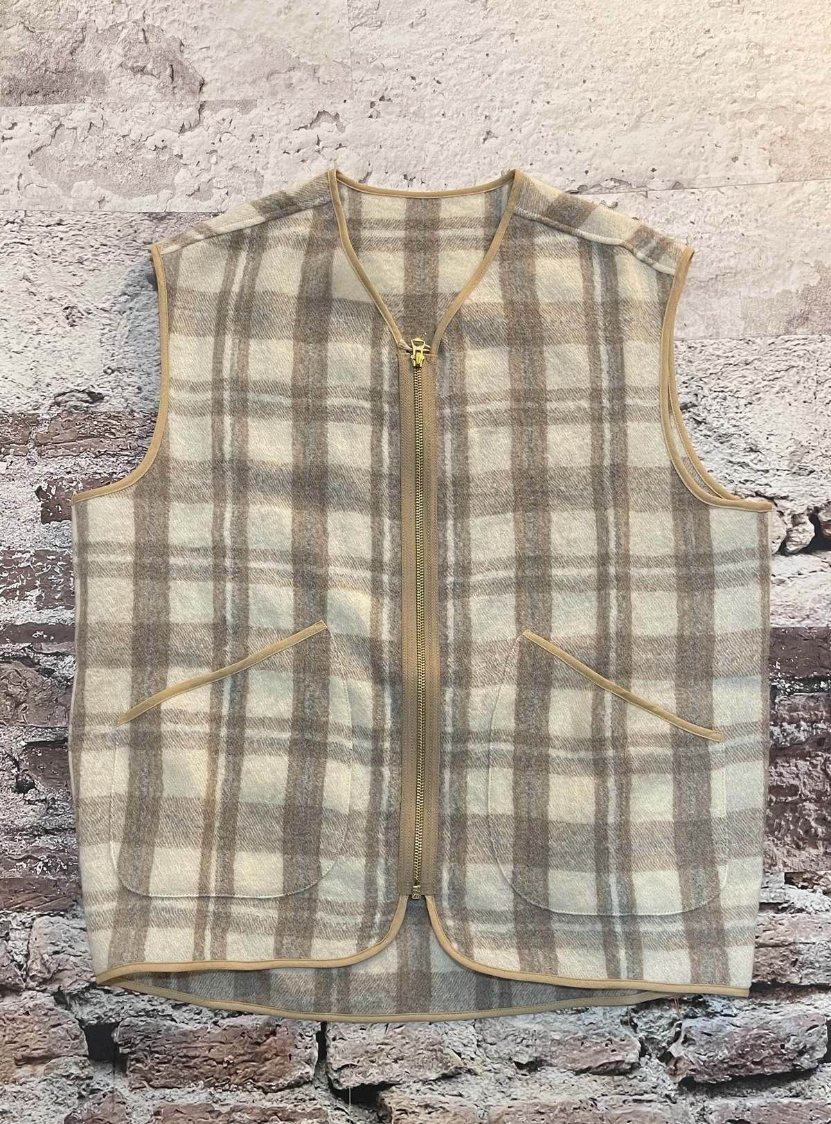 Fortela Plaid Wool Sherpa Vest - Image 1 of 1