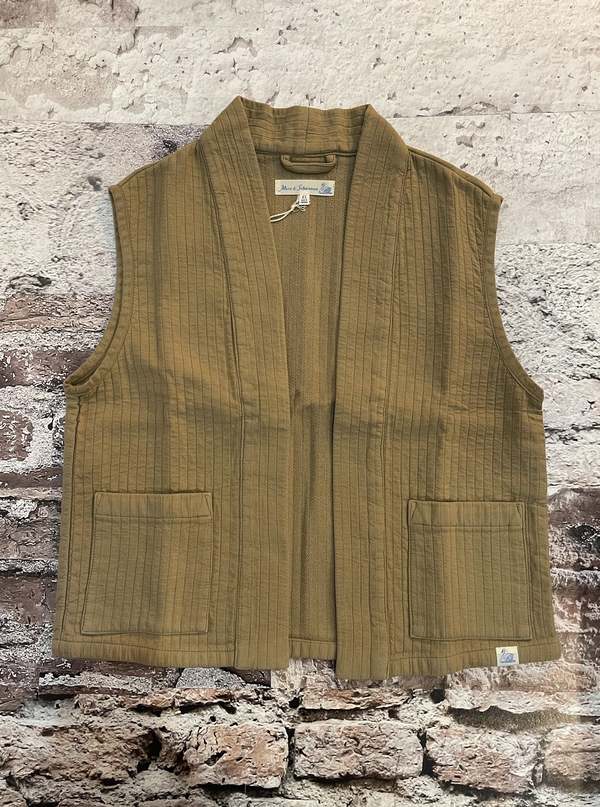 Merz b. Schwanen Padded Cotton Vest - Dusted Khaki