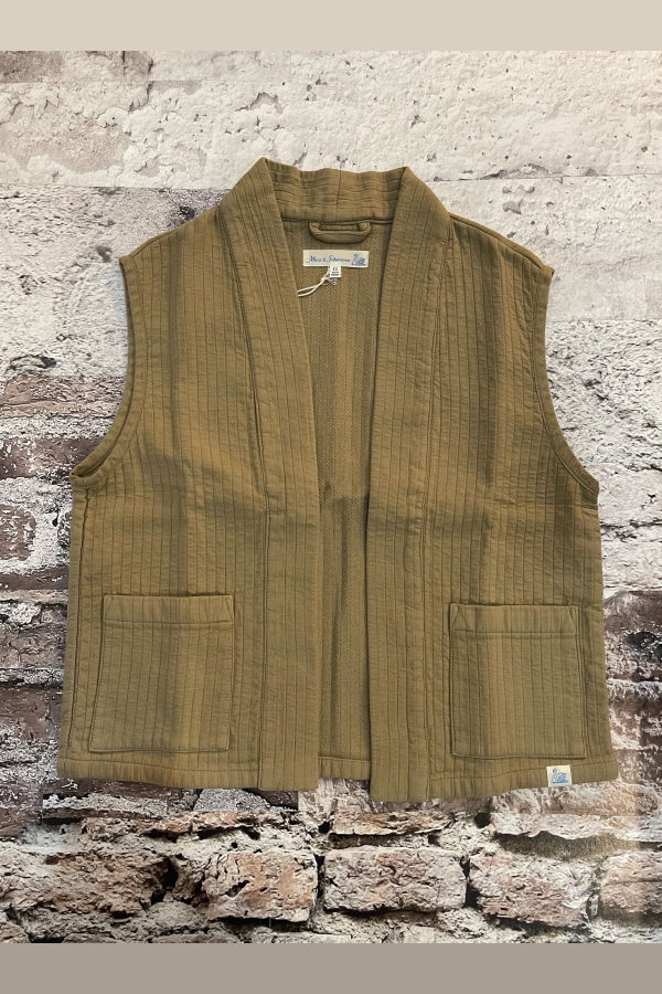 Merz b. Schwanen Padded Cotton Vest - Dusted Khaki
