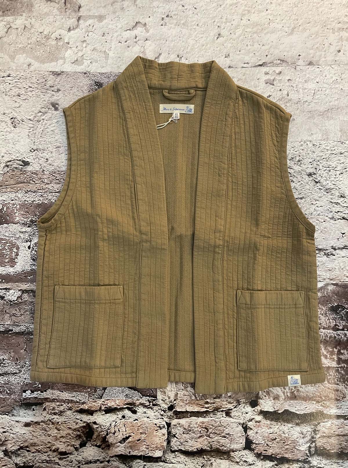 Merz b. Schwanen Padded Cotton Vest - Dusted Khaki - Image 1 of 1