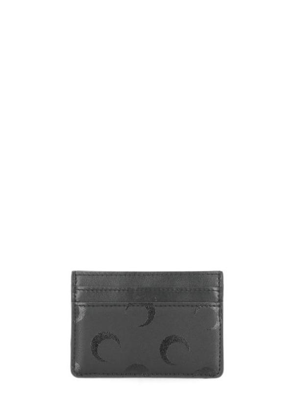 MARINE SERRE Moon Screen Print Leather Card Holder - Anthracite