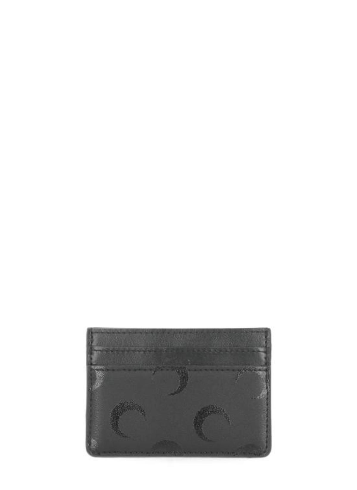 MARINE SERRE Moon Screen Print Leather Card Holder - Anthracite - Image 1 of 6