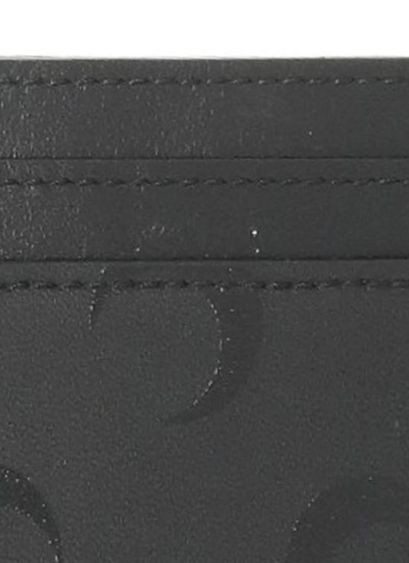 MARINE SERRE Moon Screen Print Leather Card Holder - Anthracite