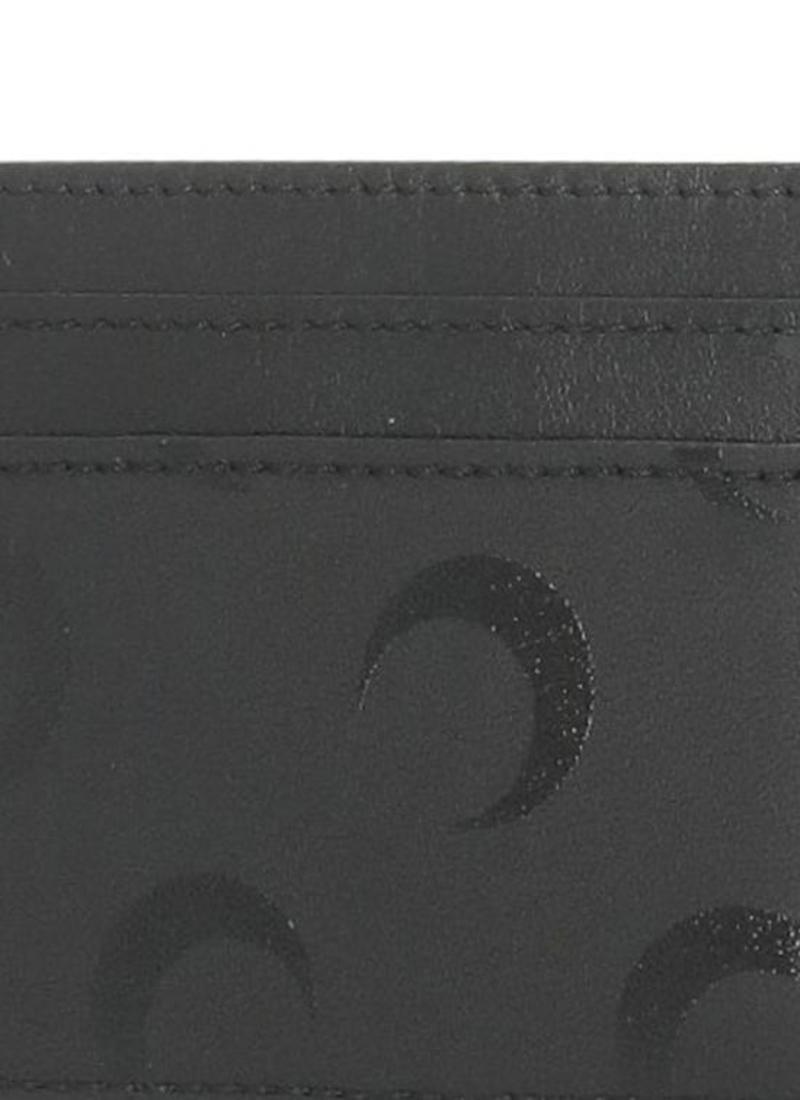 MARINE SERRE Moon Screen Print Leather Card Holder - Anthracite