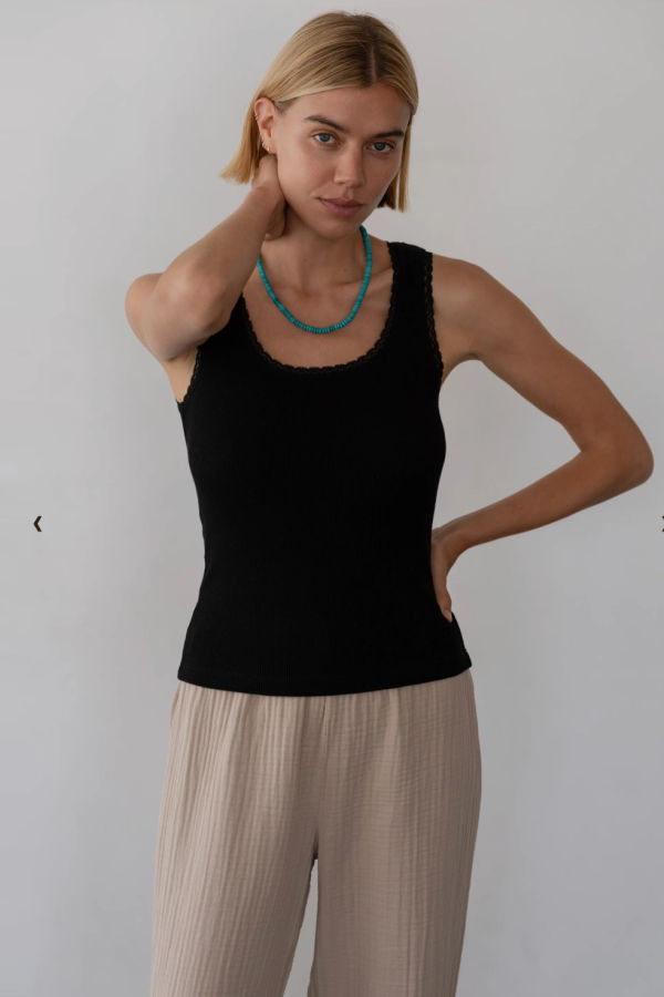 Donni. The Vintage Rib Lace Tank