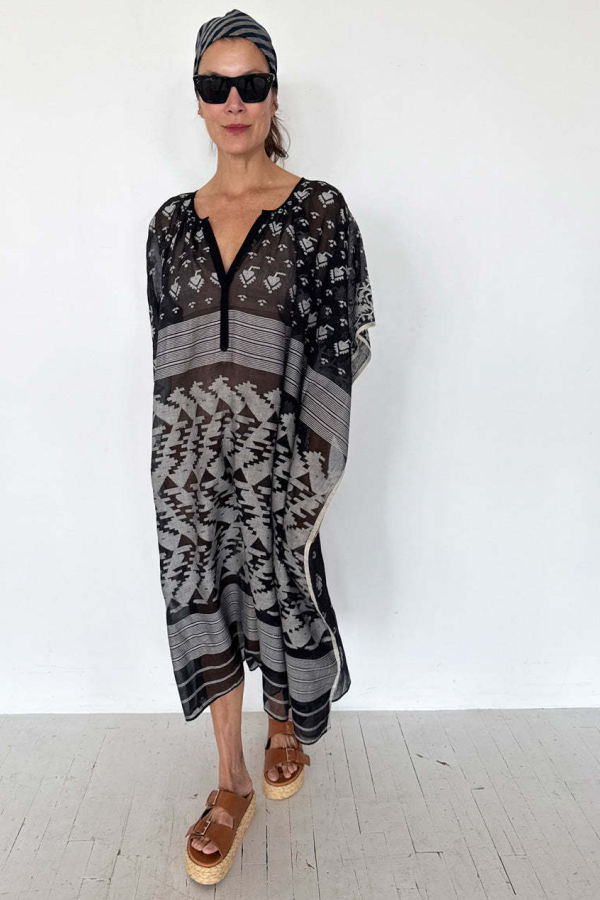 Two Sheer Black Dhaka Caftan