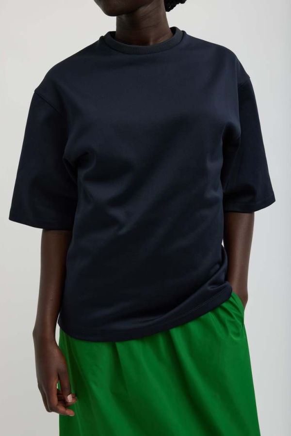 Tibi Active Knit Easy T Top - Navy