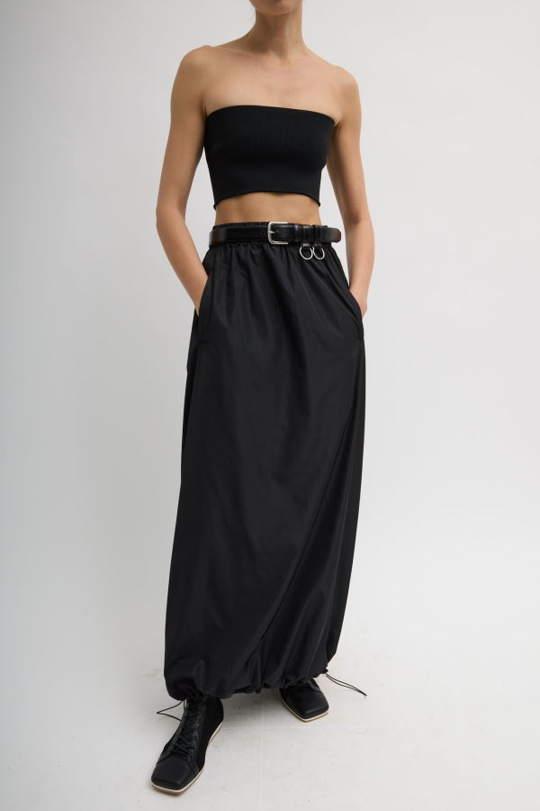 Tibi Italian Sporty Nylon Maxi Anorak Skirt