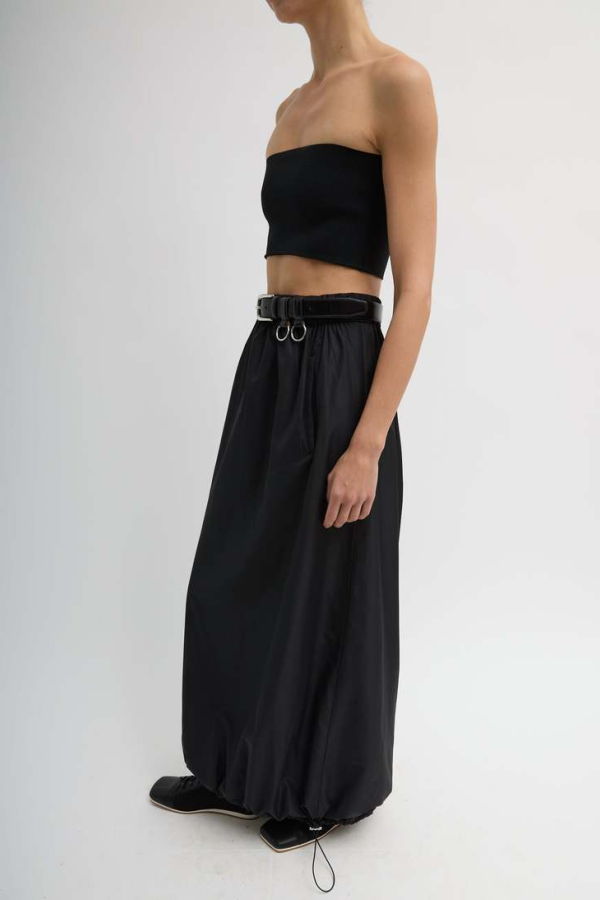 Tibi Italian Sporty Nylon Maxi Anorak Skirt