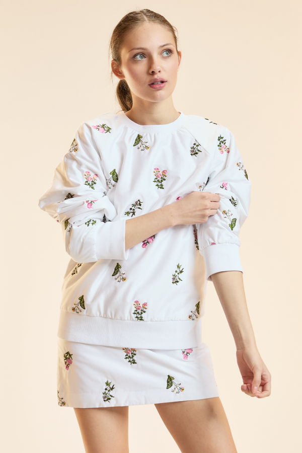 Cynthia Rowley Bouquet Embroidered Mini Skirt - White