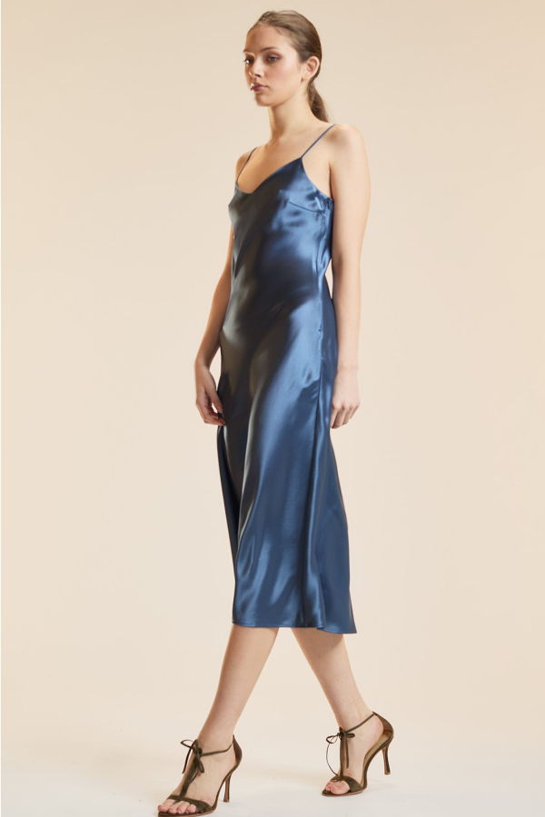 Cynthia Rowley Garbo Slip Dress - Denim Blue
