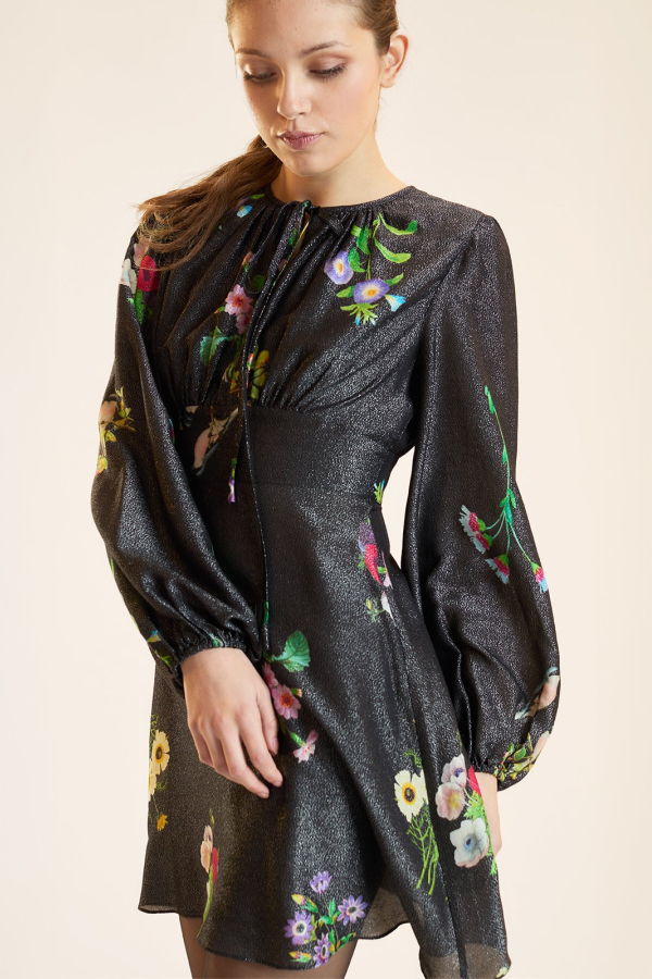 Cynthia Rowley Moonlight Shimmer Dress - Black Floral