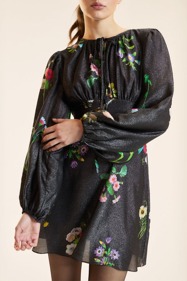 Cynthia Rowley Moonlight Shimmer Dress - Black Floral