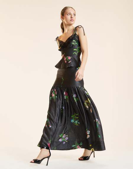 green emerald velvet dress Cornelia Flower Appliques Top – Cynthia Rowley