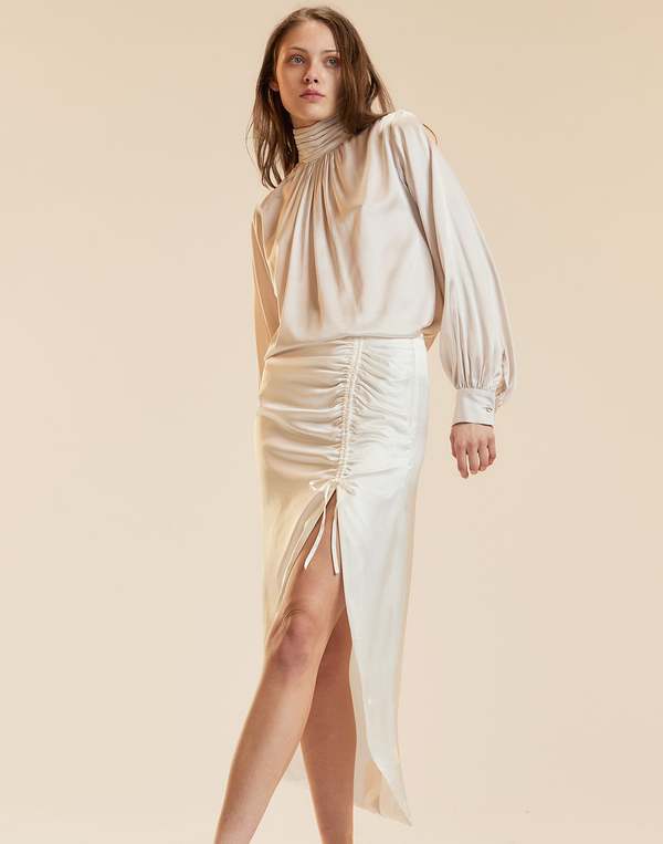 Cynthia Rowley Siren Ruched Skirt - White