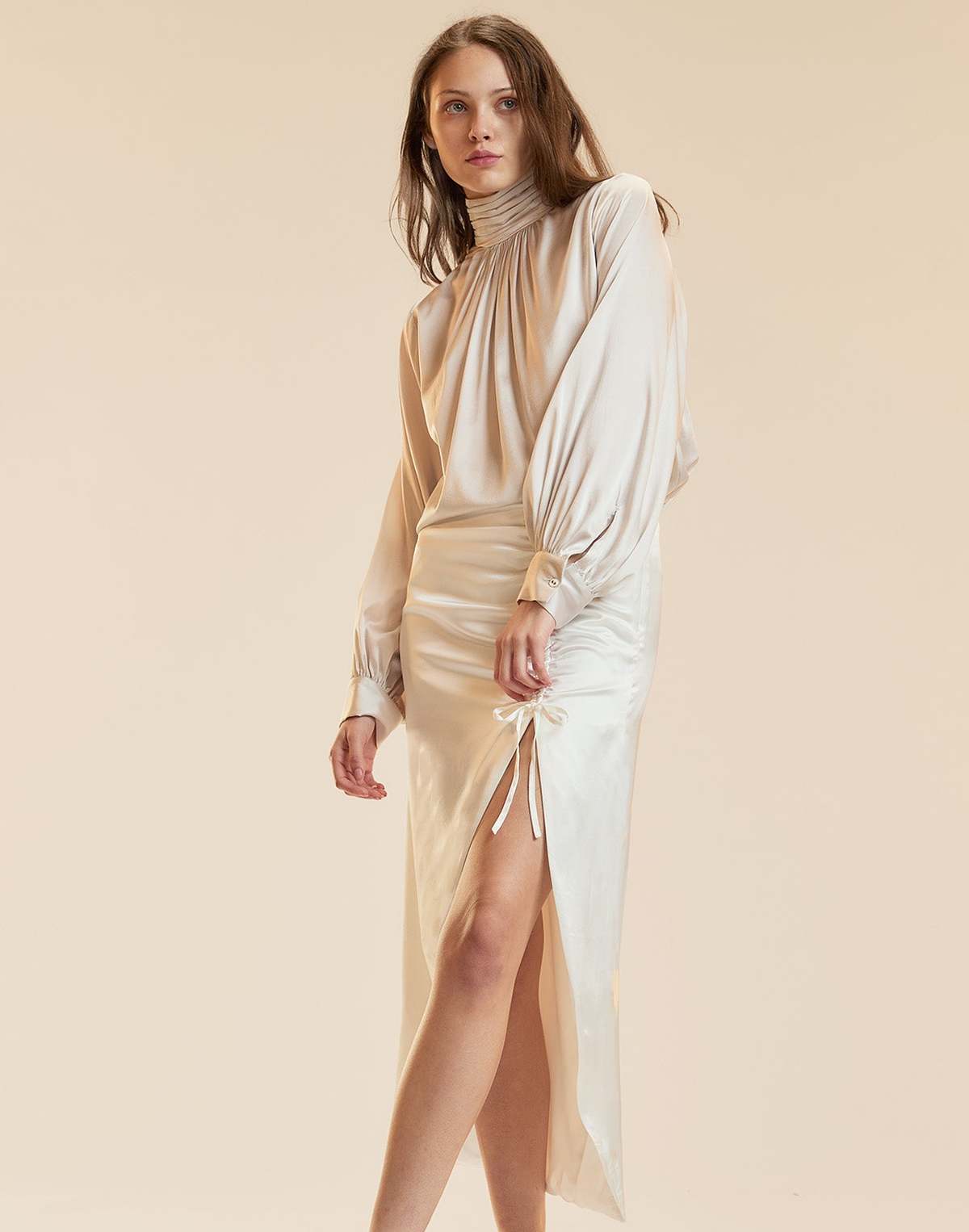 Cynthia Rowley Siren Ruched Skirt - White - Image 2 of 3