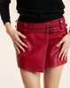 Cynthia Rowley Winona Leather Wrap Skirt - Red - Thumbnail 1