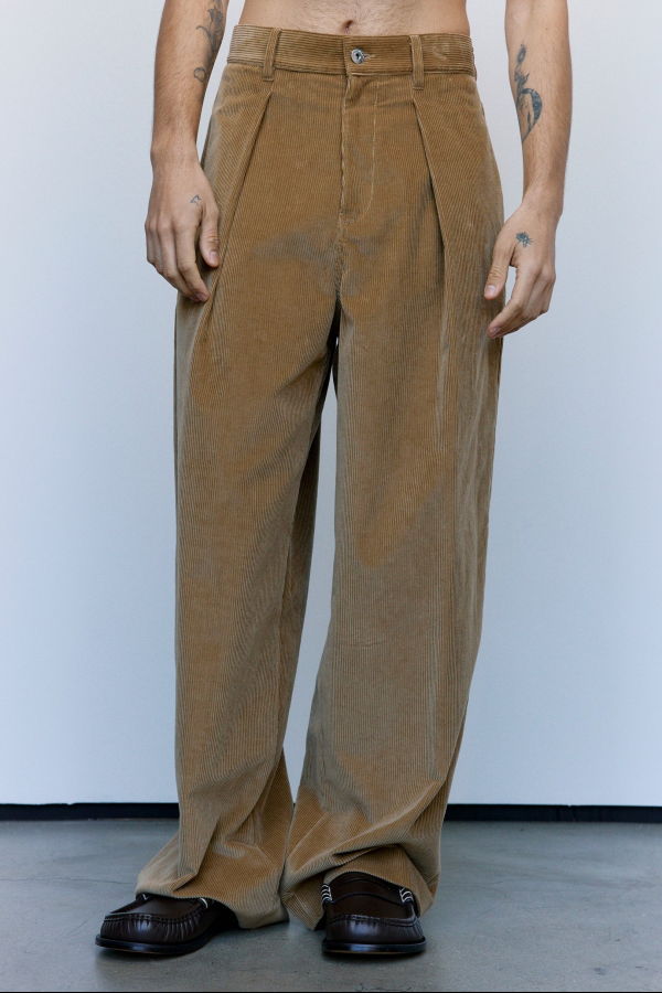 JW ANDERSON Biscuit Cotton Corduroy Single Pleat Trousers