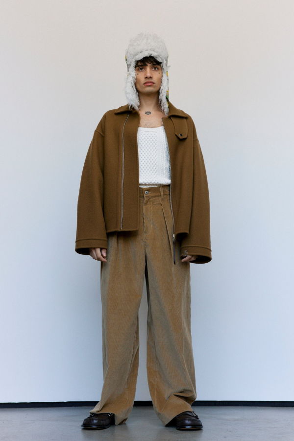 JW ANDERSON Biscuit Cotton Corduroy Single Pleat Trousers