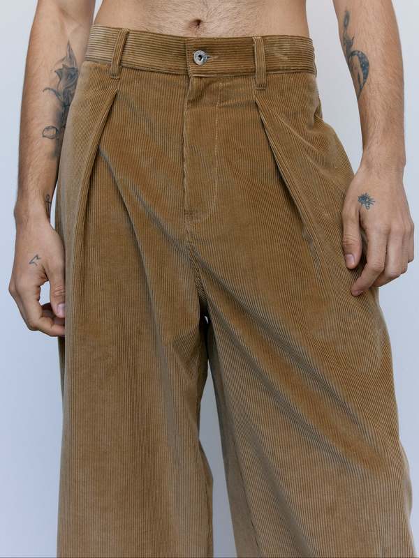 JW ANDERSON Biscuit Cotton Corduroy Single Pleat Trousers