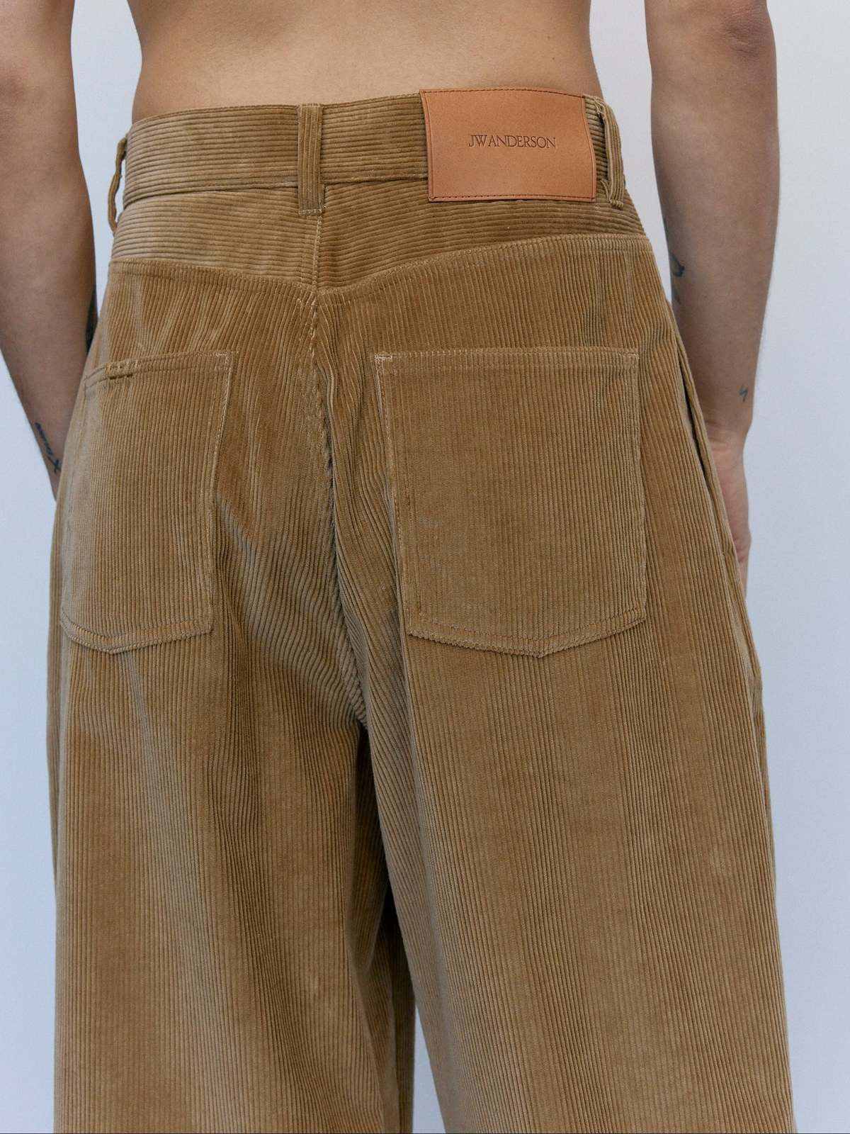 JW ANDERSON Biscuit Cotton Corduroy Single Pleat Trousers - Image 6 of 8