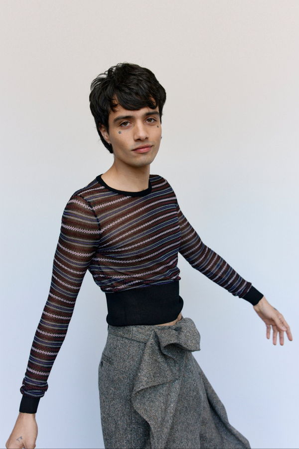 JW ANDERSON Black Cotton Wool Sheer FairIsle Longsleeve Top