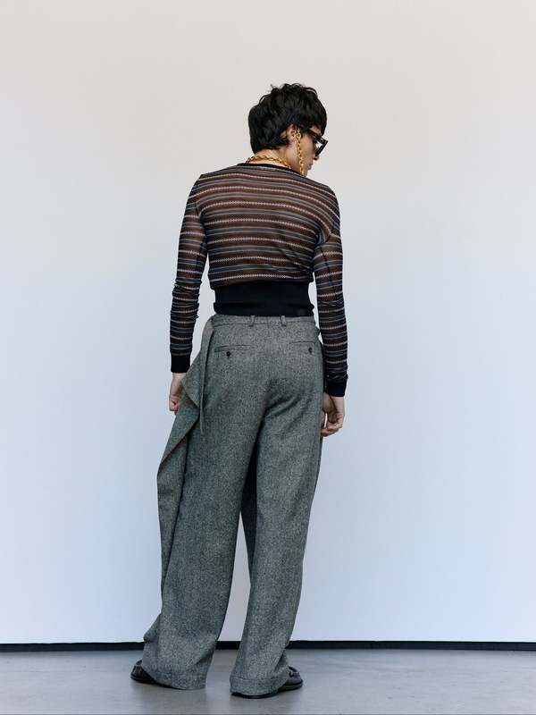 JW ANDERSON Black Cotton Wool Sheer FairIsle Longsleeve Top