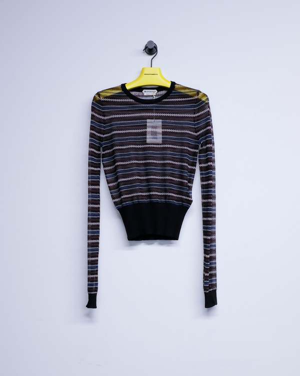 JW ANDERSON Black Cotton Wool Sheer FairIsle Longsleeve Top