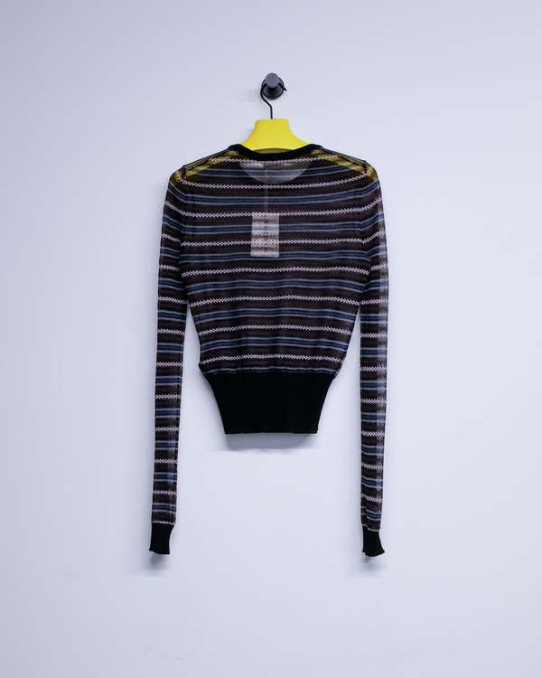 JW ANDERSON Black Cotton Wool Sheer FairIsle Longsleeve Top
