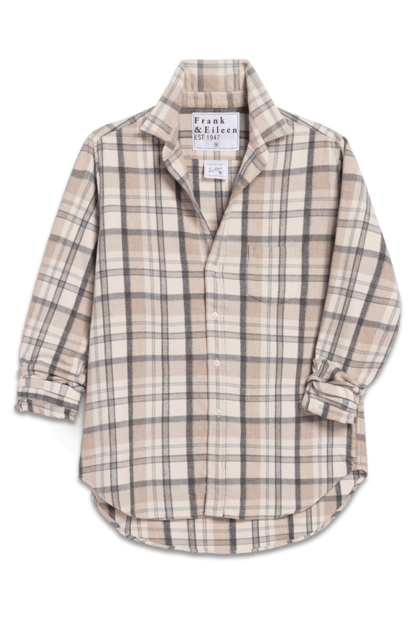 Frank & Eileen Eileen Relaxed Button-Up Shirt - Cream Sand Grey Plaid
