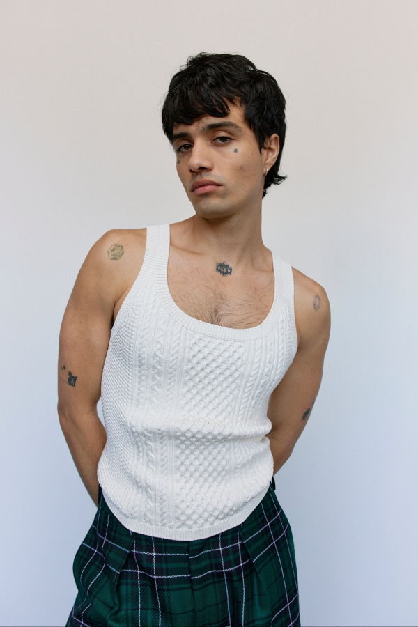 JW ANDERSON Ivory Viscose Poly Cable-Knit Tank Top