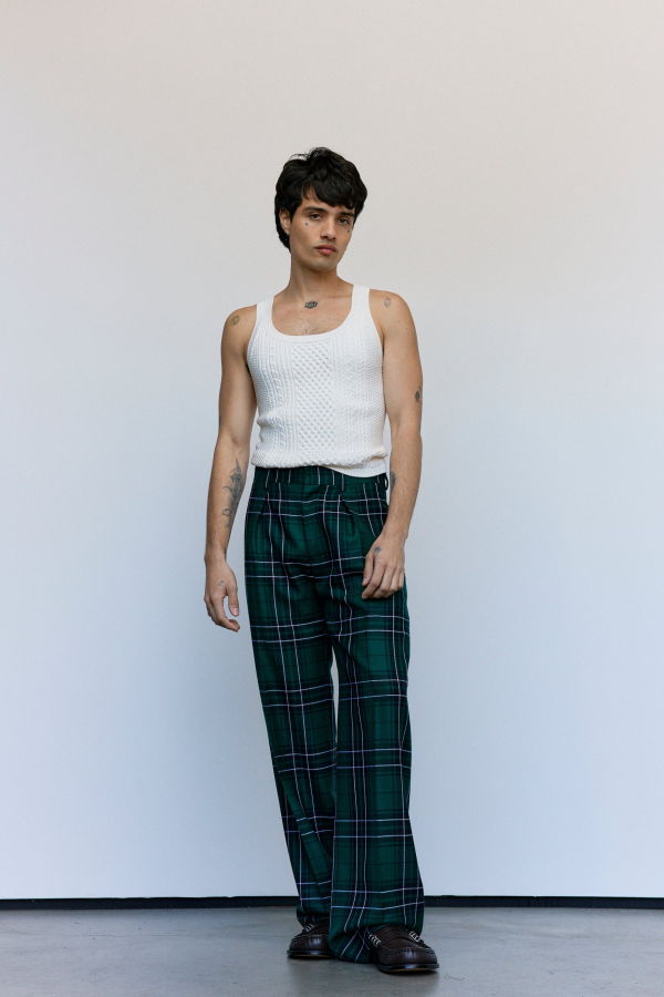 JW ANDERSON Ivory Viscose Poly Cable-Knit Tank Top