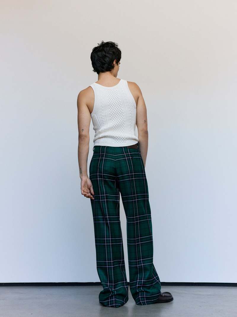 JW ANDERSON Ivory Viscose Poly Cable-Knit Tank Top