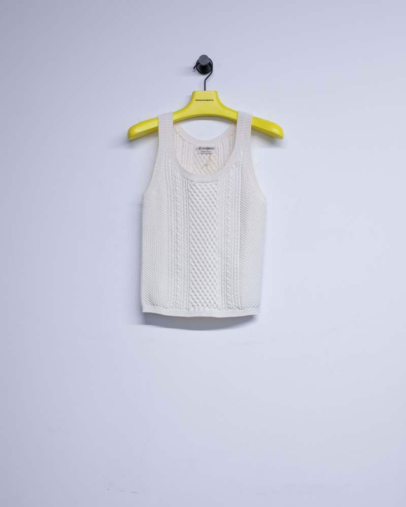 JW ANDERSON Ivory Viscose Poly Cable-Knit Tank Top