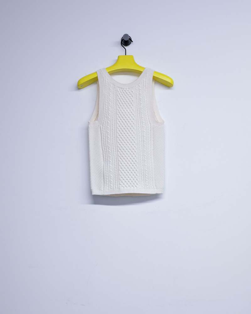 JW ANDERSON Ivory Viscose Poly Cable-Knit Tank Top