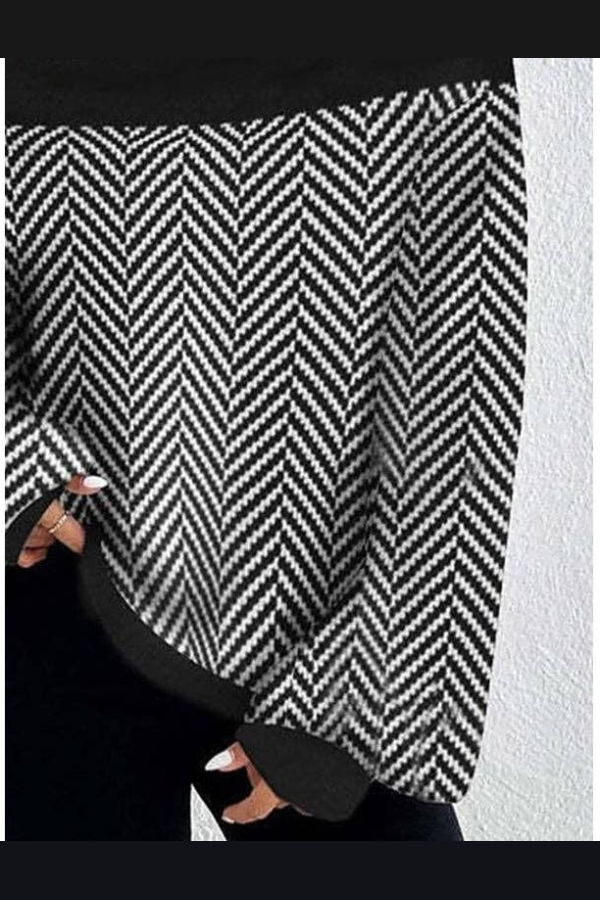 The Collective Park City Herringbone Knit Mock Neck Pullover Sweater - Black