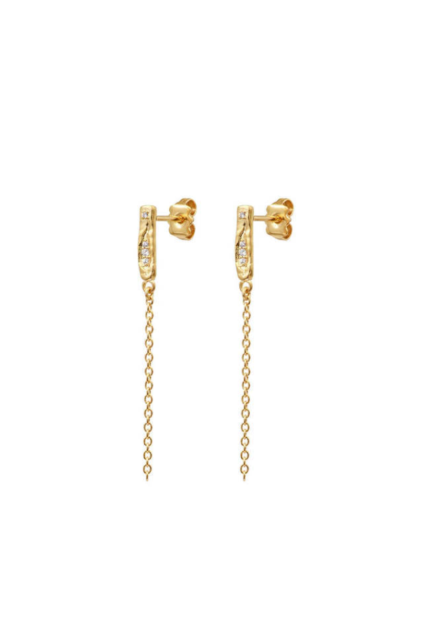 Louise Hendricks Sissi Chain Studs Earrings - 18K Gold Plated/Zircon