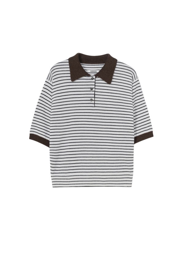 Cordera Merino Wool Striped Polo Sweater